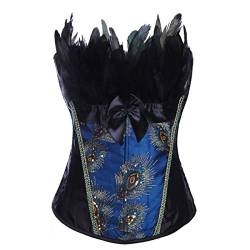 DISSA Pfau Pattern Damen Corsage Korsett mit G-String,Pfau,L von DISSA