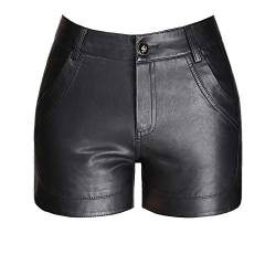 DISSA S323 Damen Große Größen Kunstleder Shorts Höhe Taille Schwarz Shorts,2XL von DISSA