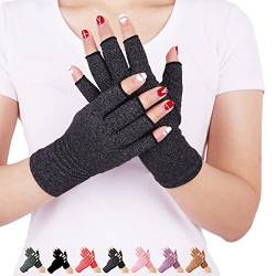 DISUPPO Arthritis Handschuhe – Rheumatische Arthritis Kompressionshandschuhe für Schmerzlinderung, Gaming Tippen, Fingerlose Handschuhe für Männer und Frauen (Schwarz, M) von DISUPPO