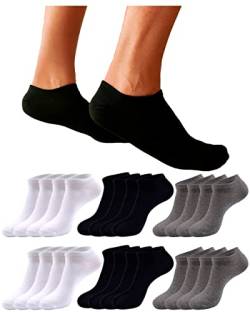 DIVABONNA 12 Paar Sneaker Socken Damen - Kurze Socken Sneakersocken Sportsocken Schwarz & Weiß & Grau Baumwolle (35-40, Schwarz & Weiß & Grau) von DIVABONNA