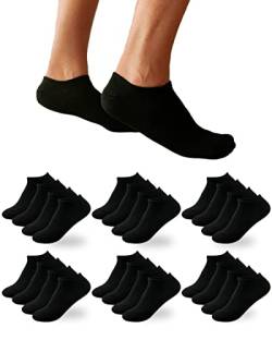 DIVABONNA 12 Paar Sneaker Socken Herren - Kurze Socken Sneakersocken Sportsocken Schwarz & Weiß & Grau Baumwolle (40-46, Schwarz) von DIVABONNA