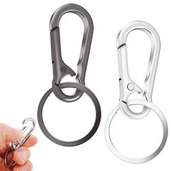 2 Stück Karabiner Schlüsselanhänger Edelstahl Schlüsselanhänger mit Schlüsselring Verschluss Schlüsselanhänger Ring Zubehör Schlüsselanhänger Karabinerhaken für Herren Damen (Schwarz, Silber) von DIVINA VITAE