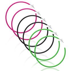 3 Paar Neon Creolen Damen Ohrringe Große Helle Creolen 70er 80er 90er Jahre Party Retro Ohrringe Mädchen Ohrringe Neon Hoop Earrings Schmuckzubehör für 80er Jahre Party Outfits (Rund) von DIVINA VITAE