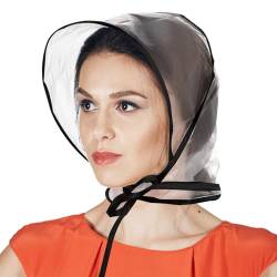 DIVINA VITAE 6 Stück Regenhaube Transparent Kopf Regenhut mit Sonnenschutz Kunststoff Regenhut Damen Wasserdicht Unisex Herren Damen Regenmantel Regenschutz Überkopf Regenmütze (Schwarz) von DIVINA VITAE