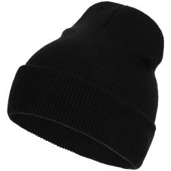 DIVINA VITAE Wintermütze, Mütze Schwarz Damen, Mütze Herren, Klassische Feinstrick Mütze, Winter Strickmützen Weich Elastisch Fleece Beanie Mütze für Outdoor Sport Skifahren (Schwarz) von DIVINA VITAE