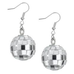 Discokugel Ohrringe Damen Spiegelkugel Ohrringe 80er Jahre Disco Tropfen Ohrringe Disco Punk Ohrringe 60er 70er Jahre Party Disco Kugel Ohrringe Glitzer Discokugel Zubehör von DIVINA VITAE