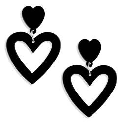 Herz Ohrringe Acryl Ohrringe Damen Herzförmige Liebes Ohrringe Valentinstag Muttertag Geburtstag Modeschmuck Ohrringe Damen Mädchen Schmuck Geschenke Herz Earring (Schwarz) von DIVINA VITAE
