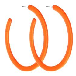 Neon Ohrringe Damen Große Creolen Acryl Vintage Neon Ohrringe Offene Ohrringe C-Form Mode Dicke Hoop Earrings Leichter Schmuck Ohrringe Für 70er 80er 90er Party Zubehör (Orange) von DIVINA VITAE