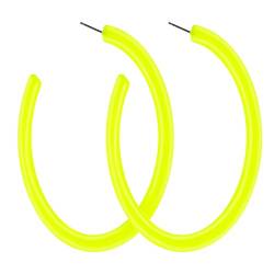 Neon Ohrringe Damen Große Creolen Acryl Vintage Neon Ohrringe Offene Ohrringe C-Form Mode Dicke Hoop Earrings Leichter Schmuck Ohrringe Für 70er 80er 90er Party Zubehör Ohrhänger (Gelb) von DIVINA VITAE