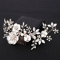 Haarnadel Hochzeit Kopfschmuck Vintage Hochzeit Haarschmuck Elegant Kristall Strass Hochzeit Braut Haarkamm Weiße Blume Blätter Frauen Haarschmuck Hochzeit Haarschmuck von DIXII