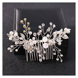 Haarnadel Kristall Strass Blume Haarkamm Pin Stirnband Tiara for Frauen Braut Mädchen Hochzeit Braut Haarschmuck Schmuck Band (Size : Silver) von DIXII