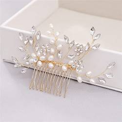 Haarnadel Luxus Haarnadel for Frauen Haarkämme Kopfschmuck Prom Braut Hochzeit Krone Elegant Haarschmuck Blattgold Kopfbedeckung 1PC (Color : D) von DIXII