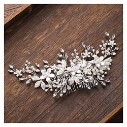 Haarnadel Silber Farbe Blume Strass Haarkamm Stirnband Hochzeit Haarschmuck for Frauen Braut Tiara Stirnband Haarschmuck von DIXII