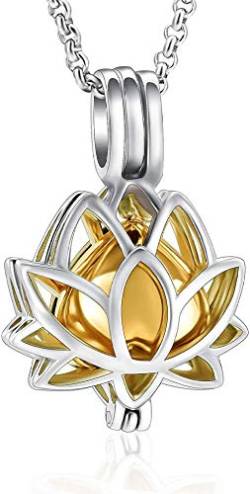 Halsketten for Damen, Feuerbestattungsschmuck, Lotusförmiger Urnen-Halsketten-Anhänger, Erinnerungsasche-Schmuck-Gold (Color : 11) von DIXII