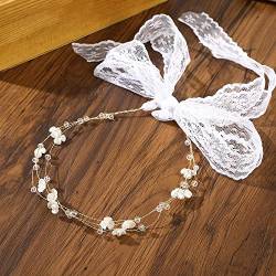 Kristall Perlen Spitze Band Braut Haarbänder Frauen Perle Stirnband Blume Kopf Stück Hochzeit Kopf Kette Haar Schmuck Kopfbedeckungen von DIXII