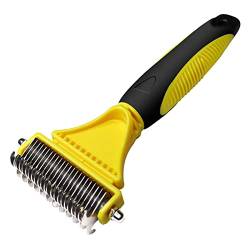 Stainless Steel Grooming Brush for Dogs and Cats Double-Sided Shedding and Dehairing Bottom Hair Rake Comb for Pets to Remove Tangles Easily (Color : Giallo) von DIXII