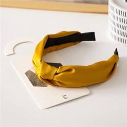 Stirnbänder for Frauen Sommer Satin Stirnband Weiblicher Knoten Haarband Solide Modische Haarstirnbänder Stoff Breite Haarspange Haar Frau Haarschmuck Mode Stirnbänder Haarreifen (Color : Giallo, Si von DIXII