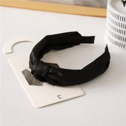 Stirnbänder for Frauen Sommer Satin Stirnband Weiblicher Knoten Haarband Solide Modische Haarstirnbänder Stoff Breite Haarspange Haar Frau Haarschmuck Mode Stirnbänder Haarreifen (Color : Nero, Size von DIXII