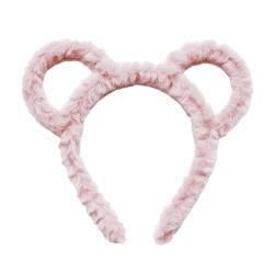 1 Stück Damen-Winter-Stirnband aus verdicktem Plüsch, Bärenohren, Make-up-Stirnband,Gesichtswasch-Stirnband, niedliche Haarnadel, Internet-Promi-Stirnband (Rosa) von DIXIOUJAI