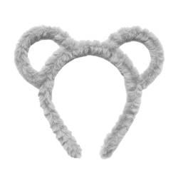 1 Stück Damen-Winter-Stirnband aus verdicktem Plüsch, runde Maus, Bärenohren, Make-up-Stirnband, Schal, Bärenohren, Gesichtswasch-Stirnband, niedliche Haarnadel, Internet-Promi-Stirnband (grau) von DIXIOUJAI