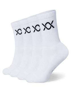 DIXXSON Basic Crew Socks 4er Pack Damen & Herren (Gr. 35-38, Weiß) von DIXXSON