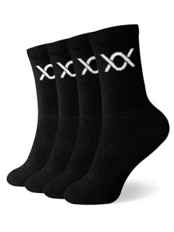 DIXXSON Basic Crew Socks 4er Pack Damen & Herren (Gr. 39-42, Schwarz) von DIXXSON
