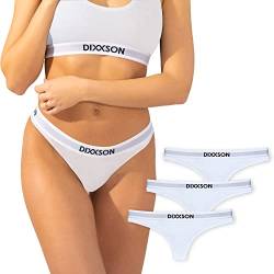 DIXXSON Damen Tanga [3 STK.] Thong Slip Baumwolle (M, White) von DIXXSON