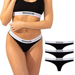 DIXXSON Damen Tanga [3 STK.] Thong Slip Baumwolle (S, Black) von DIXXSON