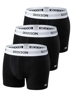 DIXXSON Premium Boxershorts Herren | 3er Pack | Atmungsaktive Unterhosen für Männer mit optimaler Passform und weicher Baumwolle (Größe M - 3XL) (Black, XL) von DIXXSON