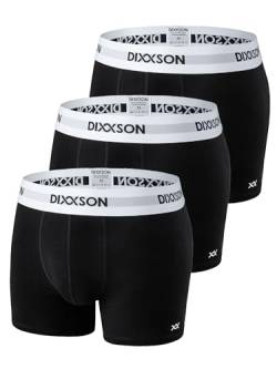 DIXXSON Premium Boxershorts Herren | 3er Pack | Atmungsaktive Unterhosen für Männer mit optimaler Passform und weicher Baumwolle (Größe M - 3XL) (Black, XXL) von DIXXSON