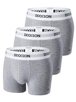 DIXXSON Premium Boxershorts Herren | 3er Pack | Atmungsaktive Unterhosen für Männer mit optimaler Passform und weicher Baumwolle (Größe M - 3XL) (Grey, L) von DIXXSON