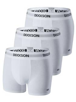 DIXXSON Premium Boxershorts Herren | 3er Pack | Atmungsaktive Unterhosen für Männer mit optimaler Passform und weicher Baumwolle (Größe M - 3XL) (White, L) von DIXXSON