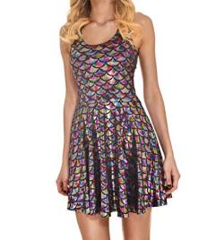 Fishscale Kleid, Damen Rock Plissee Print Meerjungfrau Skalen Rock Mädchen Rock, Multicolor L von DIYHMH