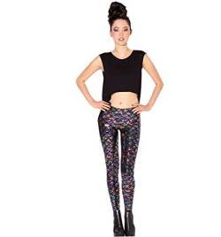 Grsafety Fischschuppenhose Damen Leggings Plissee Print Meerjungfrau Skalen Mädchen Hose, Mehrfarbig S von DIYHMH