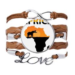 DIYthinker Afrika-Karte, Savanne, Elefant, Wildtier-Armband, Liebeskette, Seil, Ornament, Armband, Geschenk von DIYthinker
