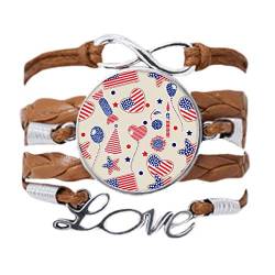 DIYthinker Armband mit USA-Ballon, Süßigkeiten-Herz, Flagge, Stern, Festival, Liebe, Kette, Seil, Ornament, Armband, Geschenk von DIYthinker