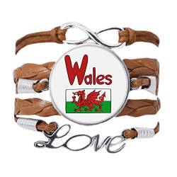 DIYthinker Armband mit Wales Nationalflagge, rot/grünes Muster, Liebeskette, Seil, Ornament, Armband, Geschenk von DIYthinker