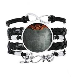 DIYthinker Armband mit grauem Zement und Mahagoni mit Ornament-Muster, Liebesaccessoire, gedrehtes Lederband, Strickband, Geschenk von DIYthinker