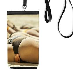 DIYthinker Bikini Beach Sonnen Thong Sexy Girl Kunstleder Smartphone Hanging Handtasche Schwarze Phone Wallet Geschenk von DIYthinker