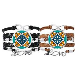 DIYthinker Marokko-Stil, geometrisches abstraktes Muster, Armband, Handschlaufe, Lederseil, Armband, Doppel-Set, Geschenk von DIYthinker