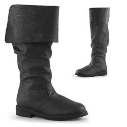 DJFOG Herren-Westernstiefel, mittelalterliche Piratenstiefel, Gothic-Stiefel für Männer und Frauen, die die Wade ziehen, flache Jazz-Stiefel, Ritterstiefel,Schwarz,37 EU von DJFOG