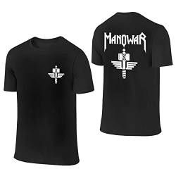Herren Man*o*war T-Shirt Mens Tshirt Kurzarm Rundhals Fans Bekleidung Tops für Männer T Shirt (Schwarz,L) von DJFOG