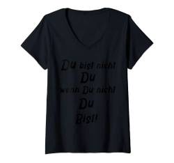 Damen Du Spruch Wortspiel Sprüche Spruch witzig fun Witz Du T-Shirt mit V-Ausschnitt von DJFoerster Design