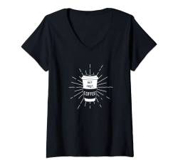 Damen Kaffee Coffee Time Spruch Sprüche Kaffeetasse Starten T-Shirt mit V-Ausschnitt von DJFoerster Design