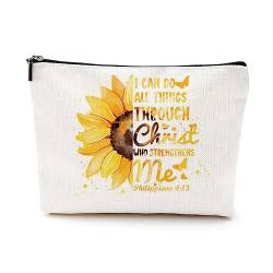 DJHUNG Inspirierende Sonnenblume christliche Geschenke für Frauen Kosmetiktasche, Polychrom 315, 9.7 x 7 x 2 inch von DJHUNG