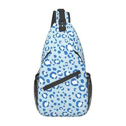 Blaue Sling-Tasche mit Leopardenmuster für Damen und Herren, Umhängetasche, Rucksack, Wandern, Reisen, Tagesrucksack, Schulter-Brusttasche von DJNGN