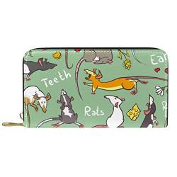 Brieftasche für Damen Clutch Geldbörsen für Damen Kartenhalter Organizer Leder Reißverschluss Geldbörse Fancy Rat Animal Green von DJNGN