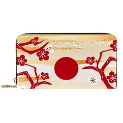 DJNGN Brieftasche für Frauen Clutch Geldbörsen für Frauen Kartenhalter Organizer Leder Reißverschluss Geldbörse Rot Muster von DJNGN