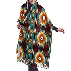 DJNGN Ethnic Navajo Native American Southwestern Cashmere Scarf for Women Men Lightweight Oversized Fashion Soft Winter Scarves Fringe Shawl Wrap von DJNGN