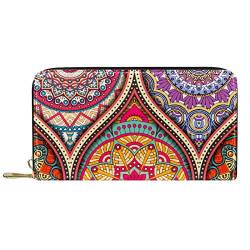 DJNGN Geldbörse für Frauen Clutch Geldbörsen für Frauen Kartenhalter Organizer Leder Reißverschluss Geldbörse Böhmen Blumen Geometrie Muster von DJNGN